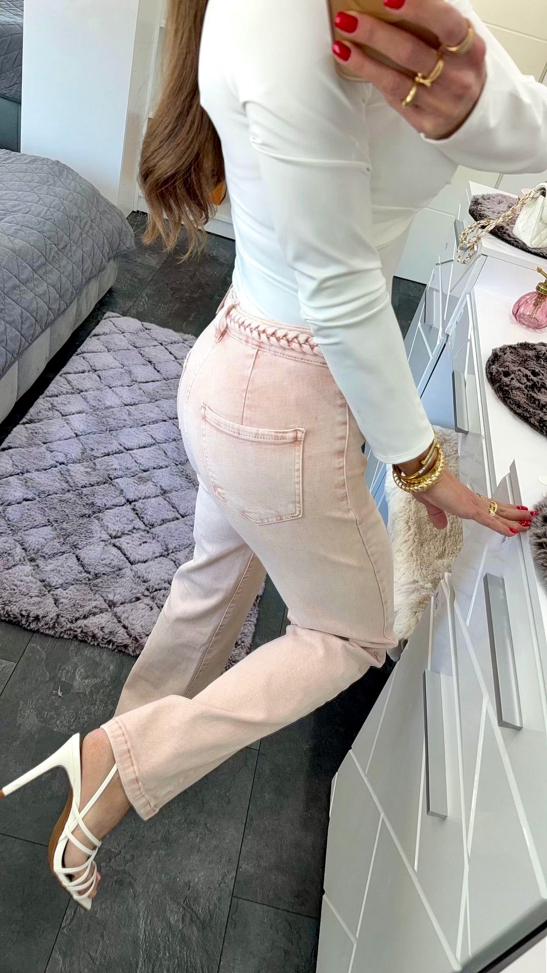 BLUSH PINK Straight Leg Jeans