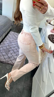 BLUSH PINK Straight Leg Jeans