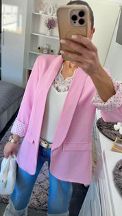 CANDY PINK LONG BLAZER