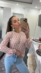 FLORAL MESH BLUSE