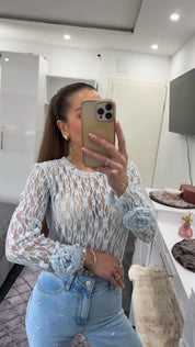 FLORAL MESH BLUSE