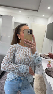 FLORAL MESH BLUSE