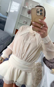 Hemdblusenkleid mit floralem Detail