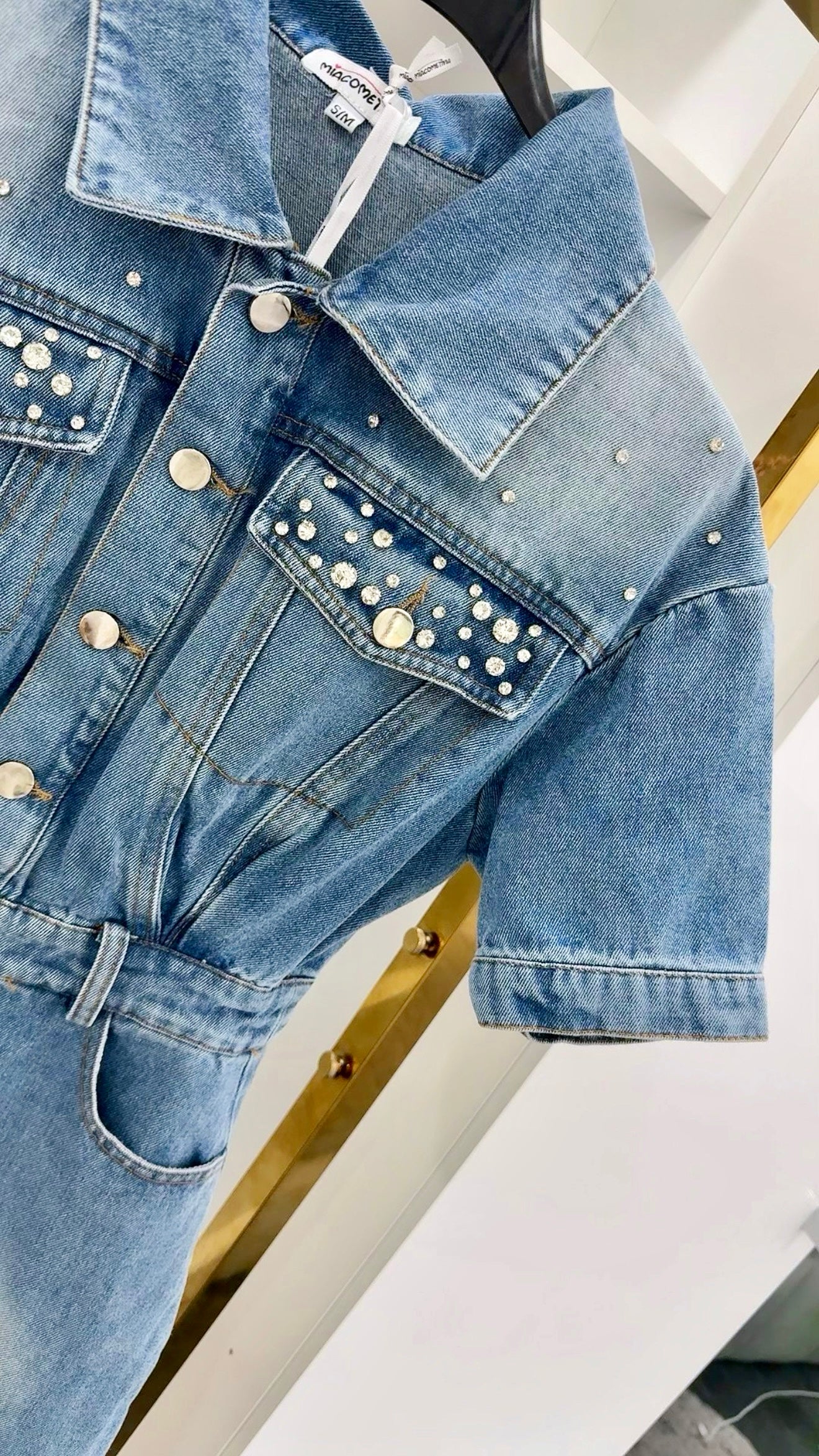 CRYSTAL DENIM MINIDRESS