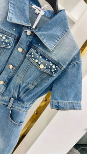 CRYSTAL DENIM MINIDRESS