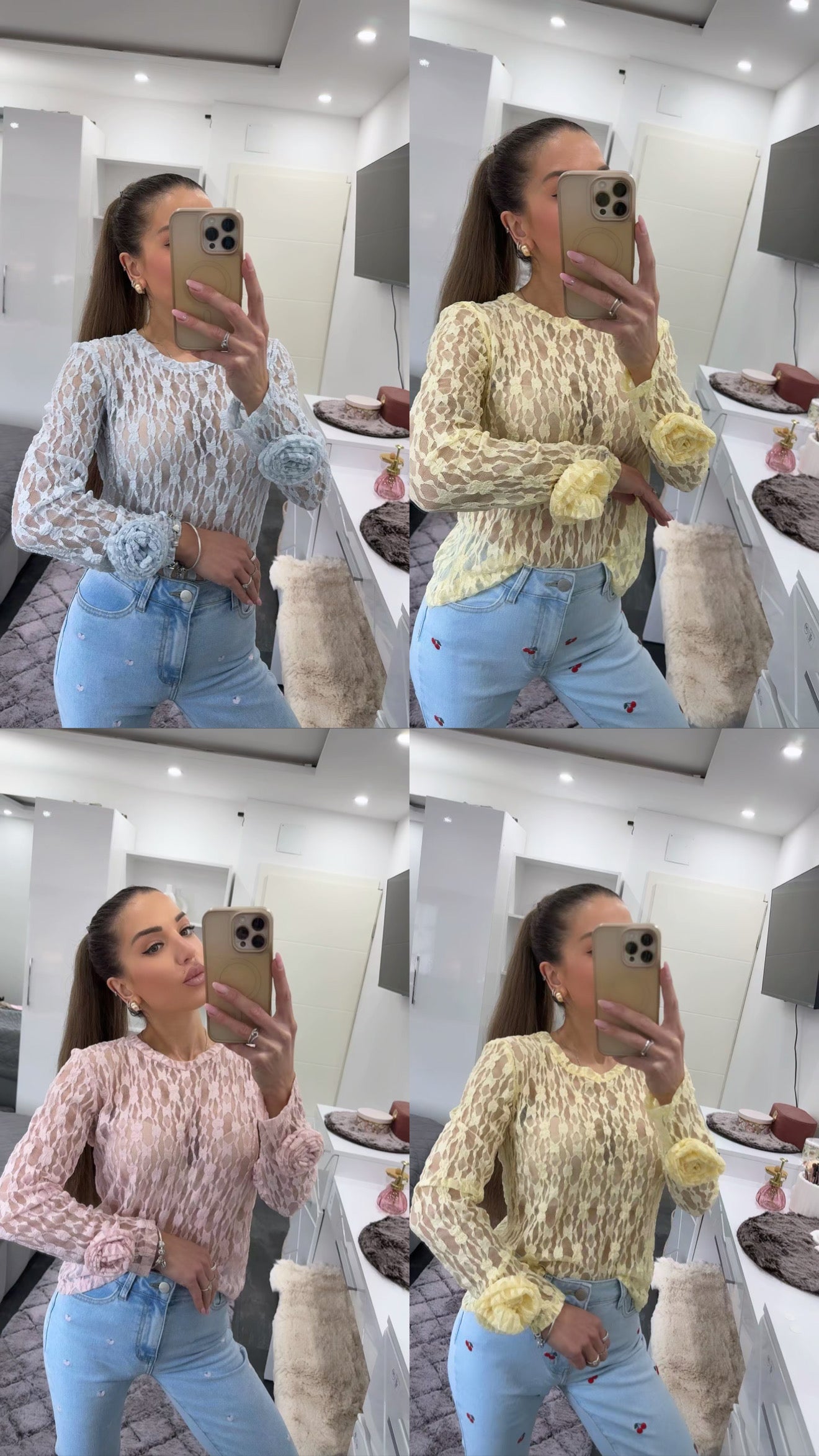 FLORAL MESH BLUSE