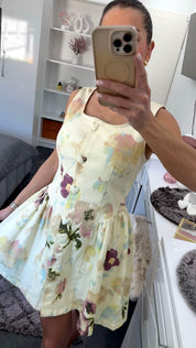 SLEEVELESS Floral Summer Jeanskleid