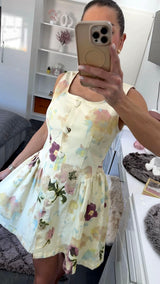 SLEEVELESS Floral Summer Jeanskleid