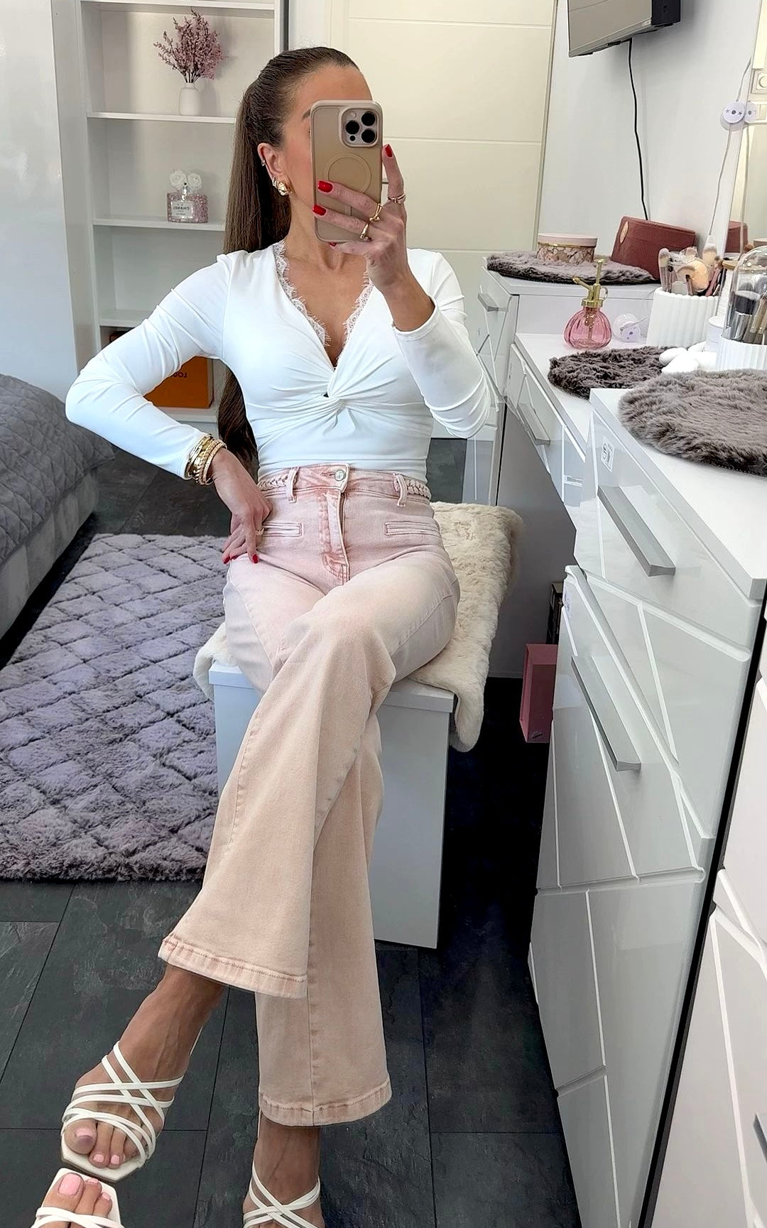 BLUSH PINK Straight Leg Jeans