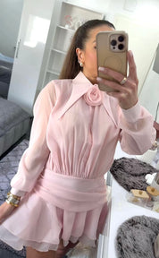 Hemdblusenkleid mit floralem Detail