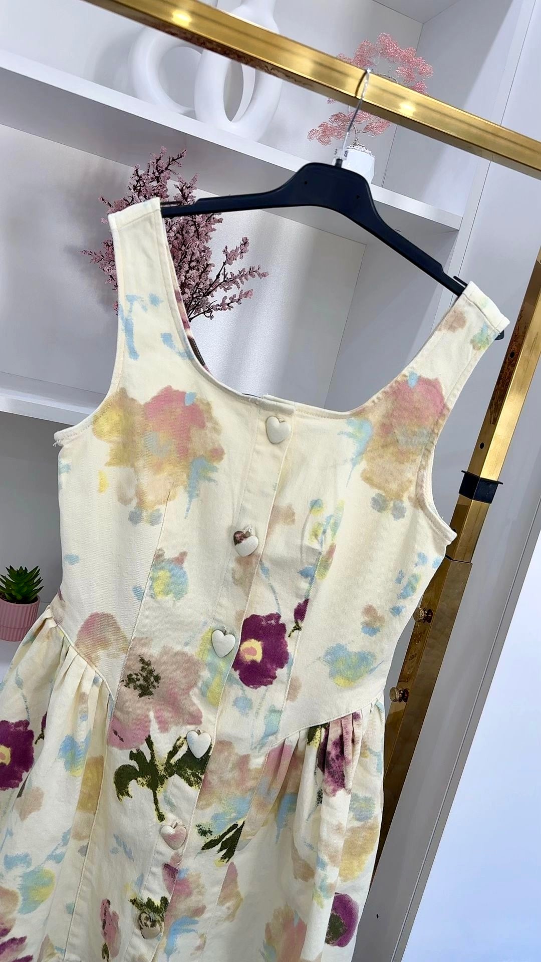 SLEEVELESS Floral Summer Jeanskleid
