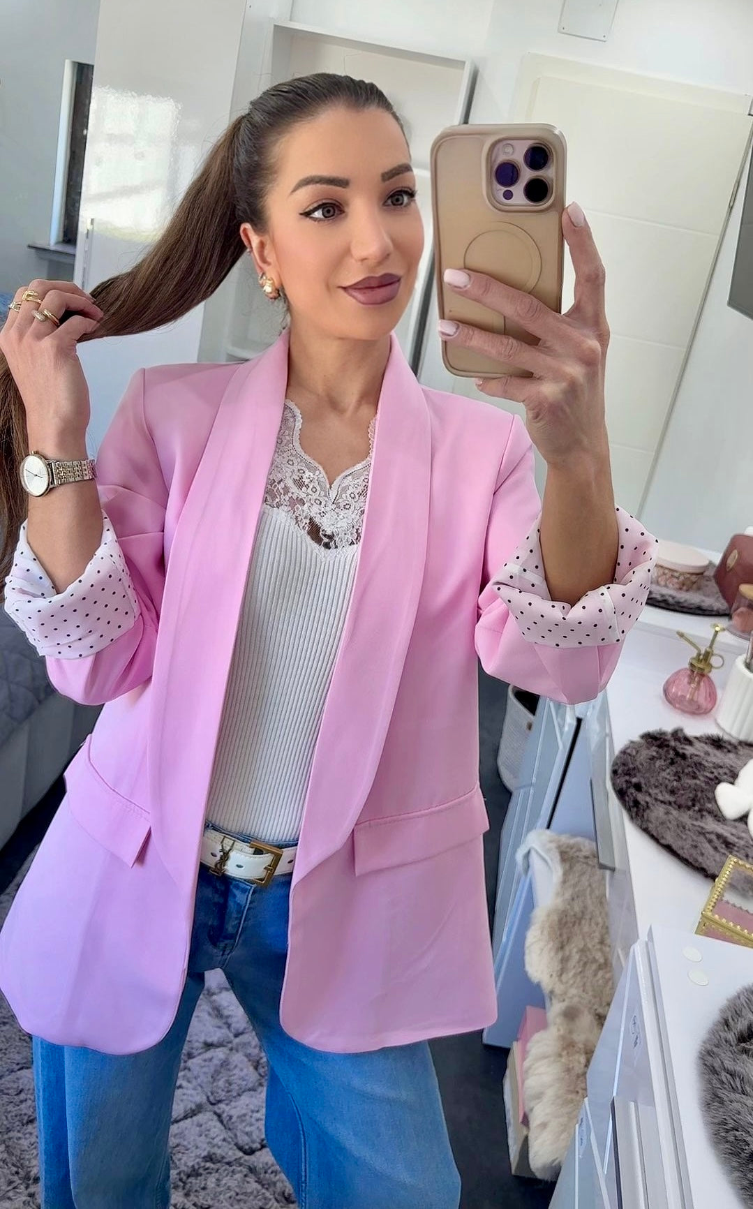 CANDY PINK LONG BLAZER