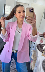 CANDY PINK LONG BLAZER