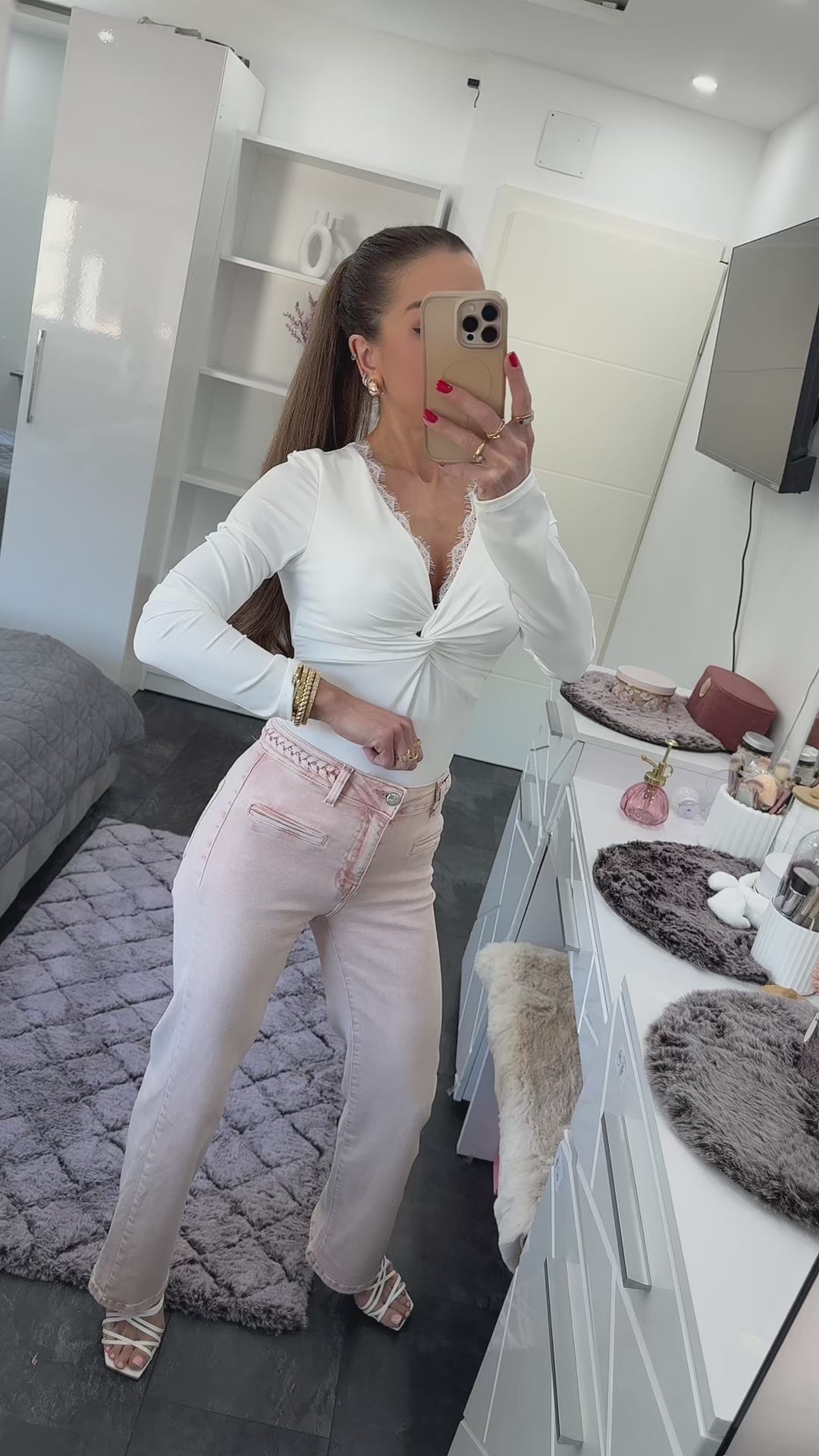 BLUSH PINK Straight Leg Jeans