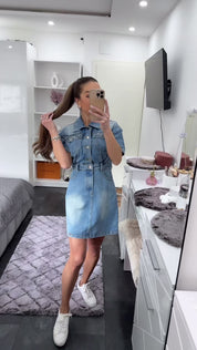 CRYSTAL DENIM MINIDRESS